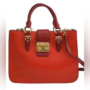 ⭐️Authentic MIU MIU by Prada RED 2 tone MADRAS TOTE or crossbody